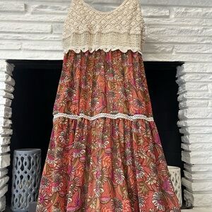 Floral Crochet Boho maxi Dress